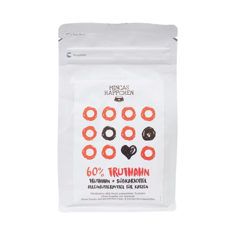 Sparpaket 2 x 400 g Mincas Häppchen 61 % Truthahn & Süßkartoffel Grainfree Katzen Trockenfutter Kracherpreis